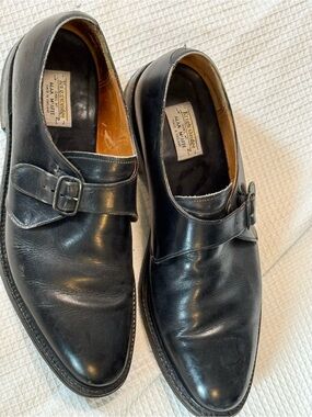 Black Leather Single Monk Strap Oxfords by Florsheim
